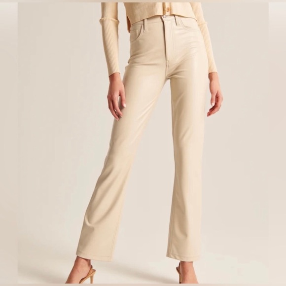 Abercrombie Vegan Leather 90s Straight Pant - Picture 1 of 4